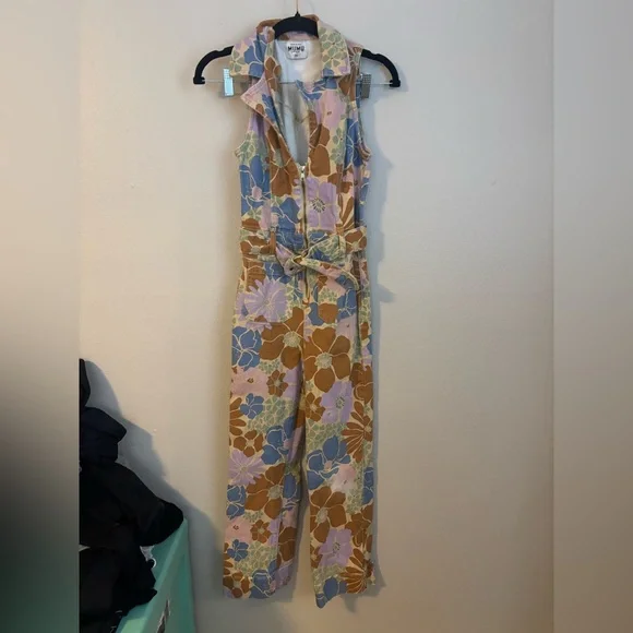 Show me your mumu - Jacksonville Cropped Jumpsuit ~ Sage Retro Garden XS